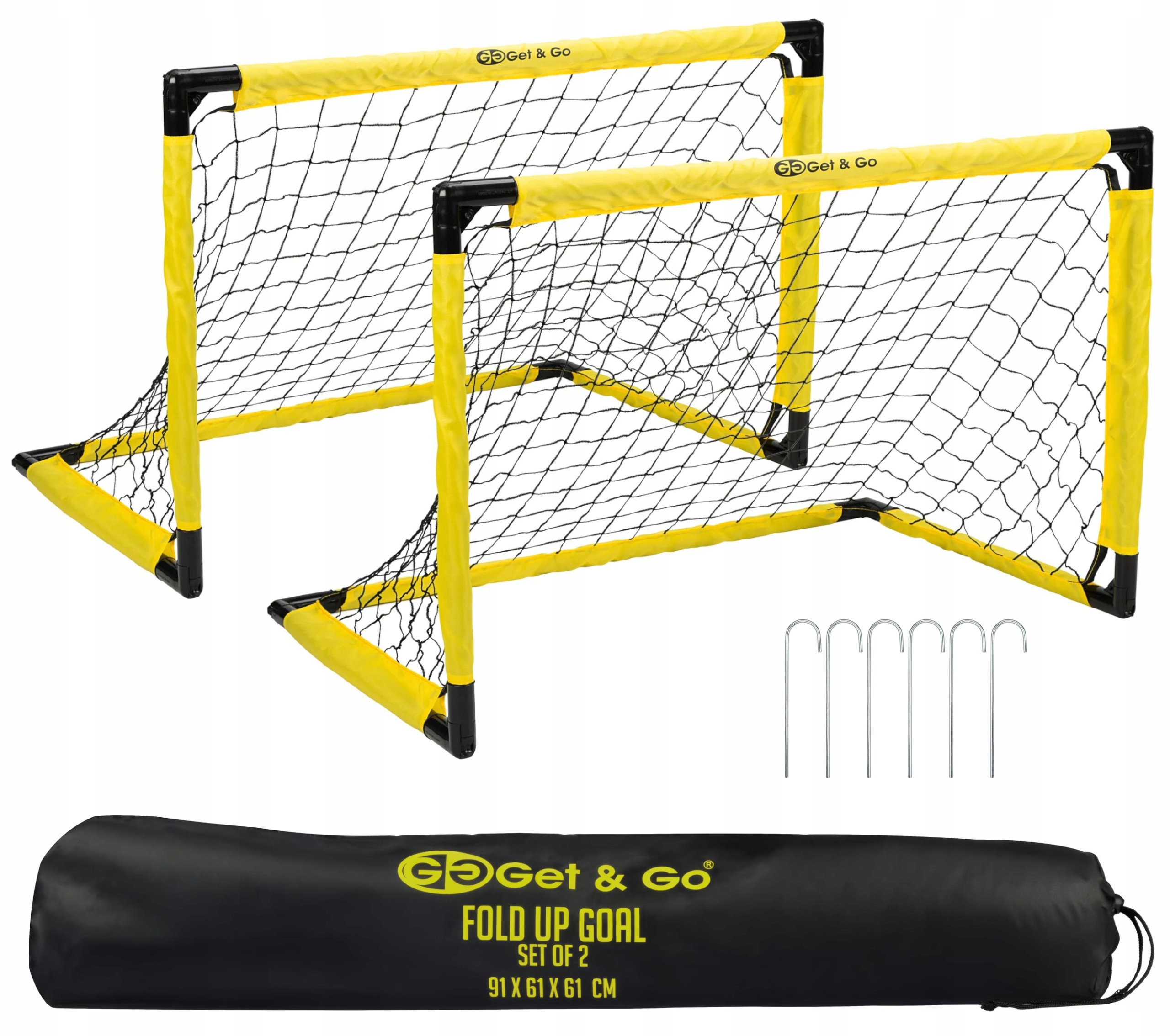 Skladacie futbalové bránky Get Go, žltá sada 2 kusov